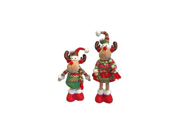 Weihnachtsfigur Dameco Rentier 2-er Set , bunt, Polyester, Dekofiguren, Weihnachtsfigur