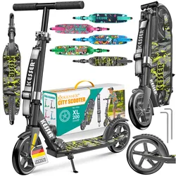 KESSER® Scooter Roller Kinderroller Cityroller Tretroller Kickroller klappbar höhenverstellbar, Kickscooter bis 100kg, Hinterradbremse, rutschfeste Trittfläche, bis 185cm Körpergröße, inkl. Tragegurt