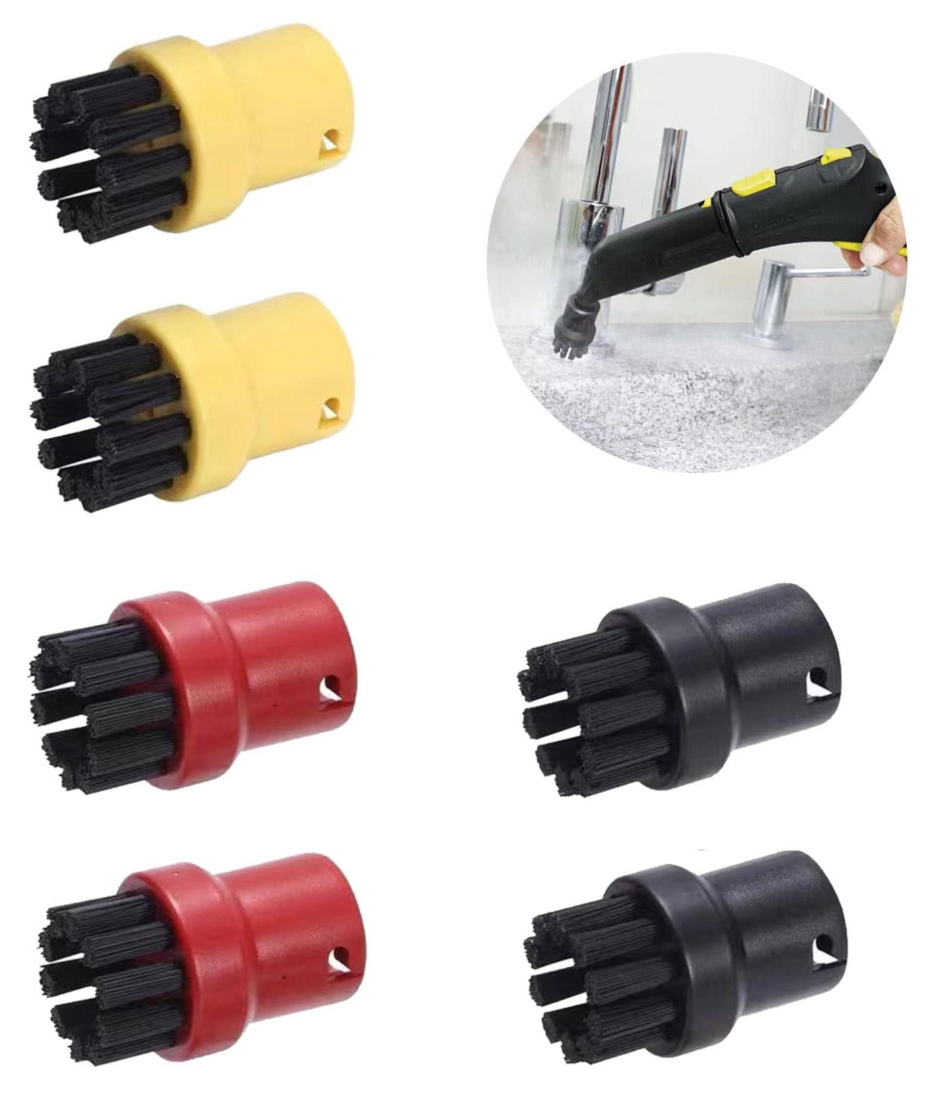 Selius Ronde stoomreiniger borstels - 6 stuks accessoires in 3 kleuren voor hardnekkig vuil
