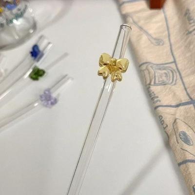 Uplifted Goods Cute Butterfly Heat Resistant Glass Straw Reusable Drinking Straw gold