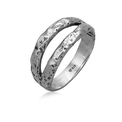 Silberring HAZE & GLORY "Ring Bandring - Twin Oxid Finish 925 Silber" Gr. 60, silber, Fingerringe, Herren, 60, Silber 925 (Sterlingsilber), Silberring