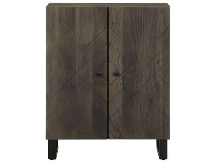 KTHLBRH Sideboard Schwarz 60 x 33 x 75 cm Massivholz Mango Praktische Tür, Metallfüße, großer Raum, Wandbefestigung inklusive