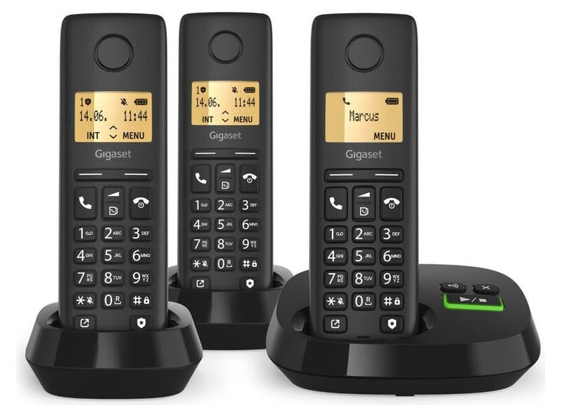 Gigaset PURE 100 AM Trio draadloze telefoonset met antwoordapparaat, zwart