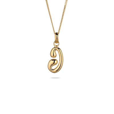 Kette mit Anhänger ELLI "Halskette Melted Buchstabe J 925 Sterling Silber" Gr. 45, gold, Halsketten, Damen, Silber 925 (Sterlingsilber)