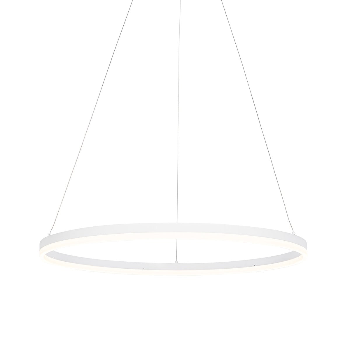Qazqa Moderne Ring Hanglamp Wit met LED en Dimfunctie