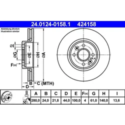 Bremsscheibe ATE 24.0124-0158.1 (2 Stk.) für Renault Megane II Grandtour Wind