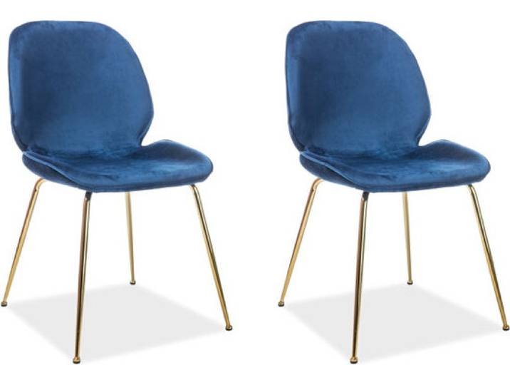 Esszimmerstuhl Küchenstuhl Set Adrien marineblau Gold 2er Set