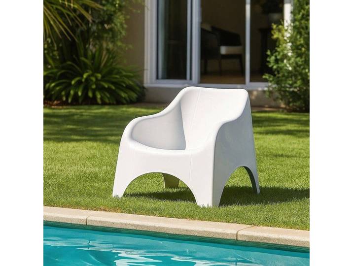Fauteuil d'extérieur Agri Dmora en plastique blanc 81x79 cm