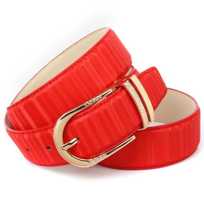 Ledergürtel ANTHONI CROWN, Damen, Gr. 80, rot, Rindsleder, unifarben, festlich, Gürtel Ledergürtel, mit filigraner goldfarbener Dornschließe