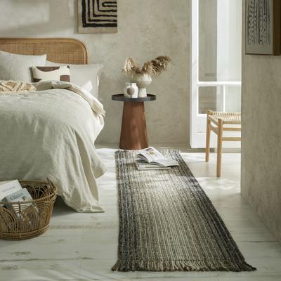 Läufer FLAIR RUGS "Jute Ombre", grau, B:60cm H:8mm L:230cm, Jute, Kunstfaser, Wolle, Teppiche, Läufer