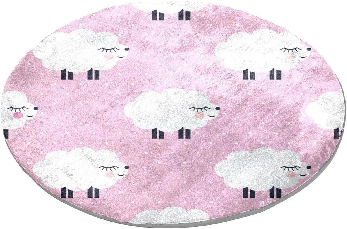 Rond gebied tapijt met antislip onderkant - Meerkleurig - Diameter: 120 cm