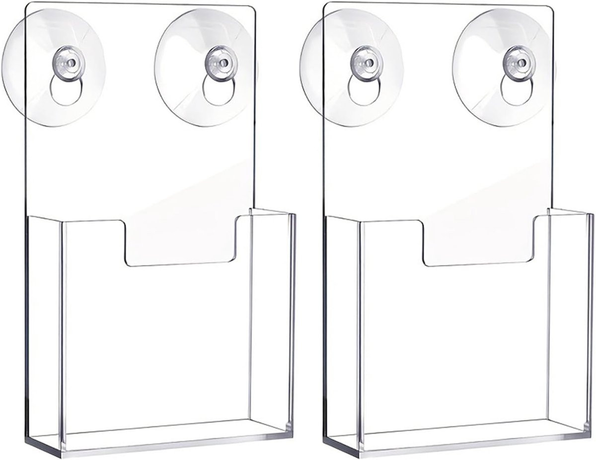Transparante brochurehouder voor wandmontage van acryl, 4 inch breed