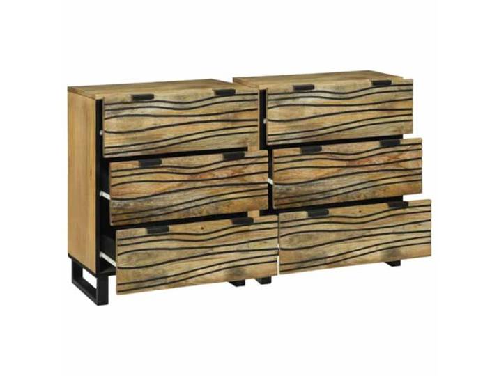 GFMGUEMV Sideboard Set 2 Stück Natur Massivholz Mango 120 x 33,5 x 75 cm Massivholz Mango, 2 Stück, 120x33,5x75 cm, Natur, Stauraum, Esszimmer, Wohnzimmer, dekorative Details
