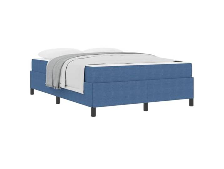 KKgypkn Bettrahmen mit Matratze Blau 140 x 200 cm Stoff – Modernes Bettgestell mit atmungsaktivem Stoff, Taschenfederkern-Matratze und stabilen Kunststofffüßen für ruhigen Schlaf
