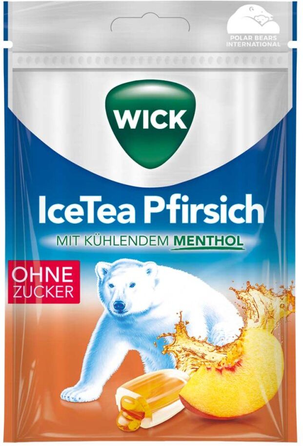 Wick Icetea Pfirsich Bonbons ohne Zucker 72g