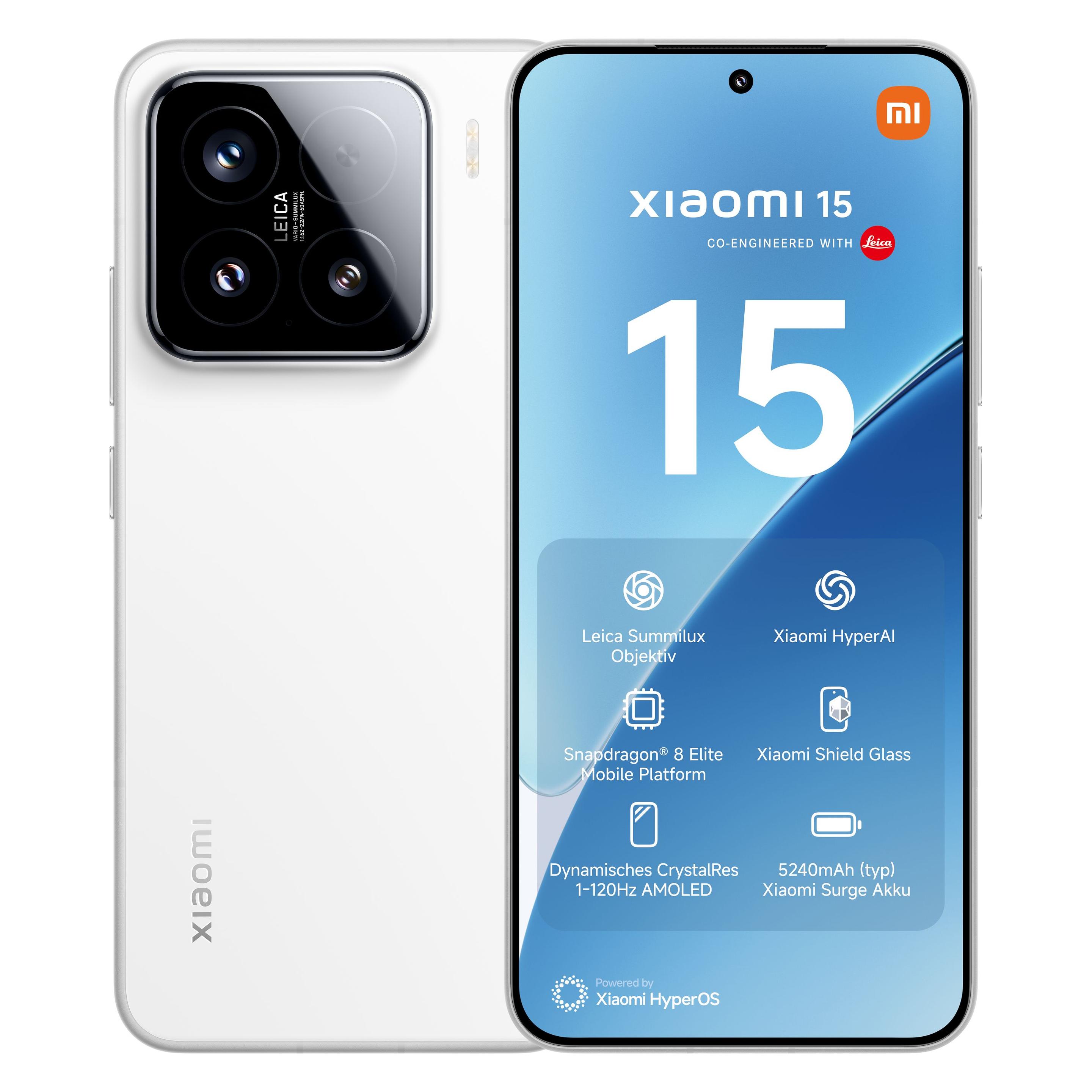 Xiaomi 15 (512 GB, White, 6.36", Dual SIM, 5G) (MZB0IU5EU)