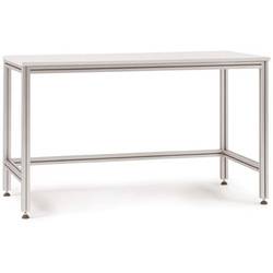 Manuflex AA1001 Kastentisch ALU mit Melaminplatte für sitzende Tätigkeiten, BxTxH = 1000 x 600 x 750-767 mm