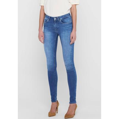 Skinny-fit-Jeans ONLY "ONLBLUSH – Skinny Fit Jeans mit extra engem Schnitt", Damen, Gr. M (38), Länge 32, blau (medium blau denim), Denim/Jeans, Obermaterial: 92% Baumwolle, 6% Polyester, 2% Elasthan, Abriebeffekte, skinny fit, Jeans, Abriebeffekte,...