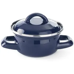 8x Emaillie Suppen- /Saucentöpfchen mit Deckel, blau, 500 ml