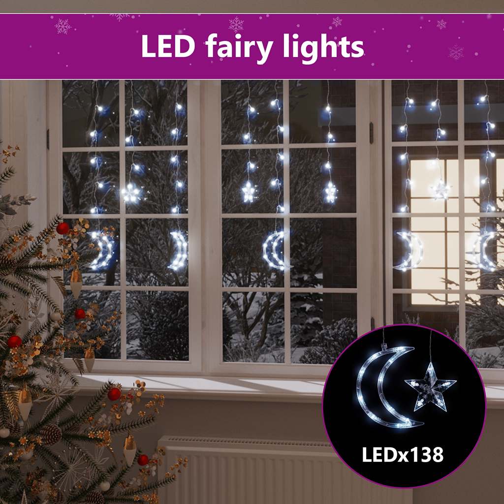 vidaXL Guirlande lumineuse étoile et lune avec télécommande 138 LED