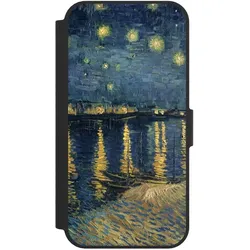 Nivocase Klapphülle für Apple iPhone 16e Handyhülle aus Kunst Leder NIVOflip schwarz Kunst Malerei (Apple iPhone 16e), Smartphone Hülle, Schwarz
