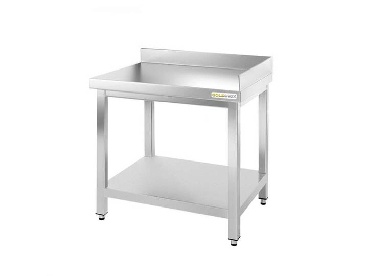 Table de travail en inox d'angle 600 x 600 mm adossée PREMIUM - GOLDINOX