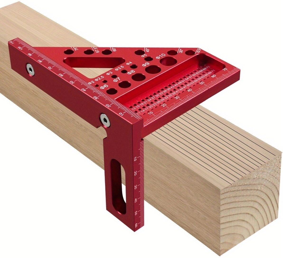 INF Holzbearbeitungs-Winkelmaß 90° - Präzisions-Aluminiumlegierung Schmiege für exaktes Anreißen und Positionieren Rot