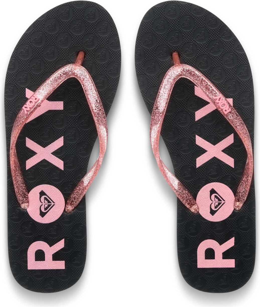 Sandale ROXY "Viva Sparkle", Damen, Gr. 10 (41), schwarz (plumeria), Obermaterial: 98% Synthetikmaterial, 2% Metall / Futter: 100% Synthetikmaterial / Aussensohle: 100% Moosgummi., Schuhe Sandale plumeria 10 (41)