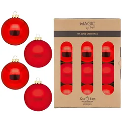 Christbaumkugeln Weihnachtskugeln Glas Ø 8 cm 12 Stück merry red