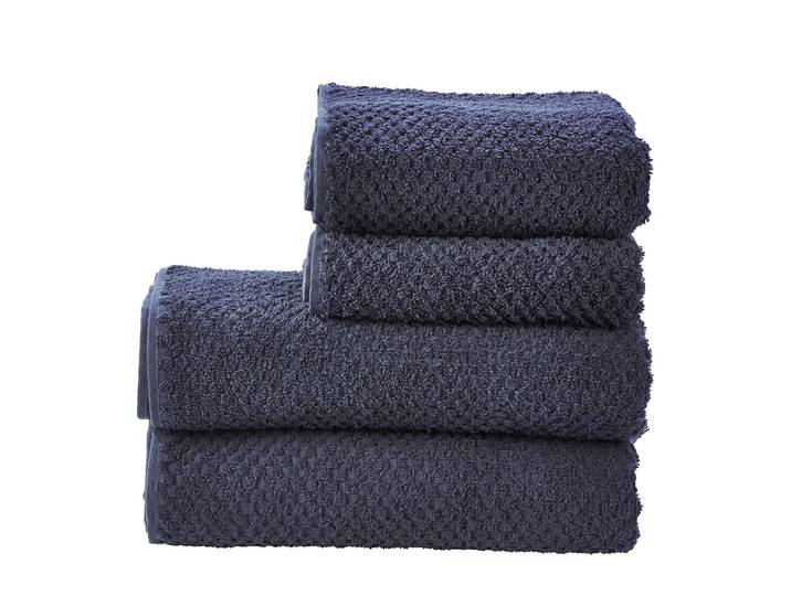 Handtuchset Prov Honeycomb I 4-teilig 140 x 70cm Blau/Dunkelblau