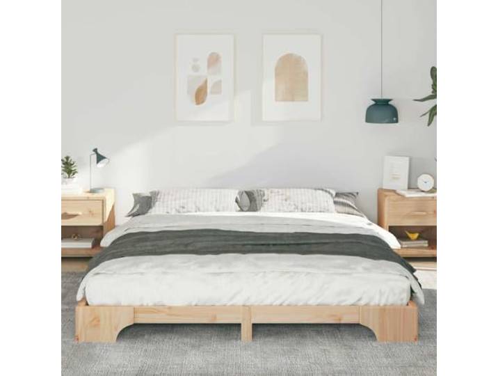 KTHLBRH Bettgestell, braun, 180 x 220 cm, Kiefer massiv Lattenrost, modernes Design, Kapazität 200 kg, pflegeleicht