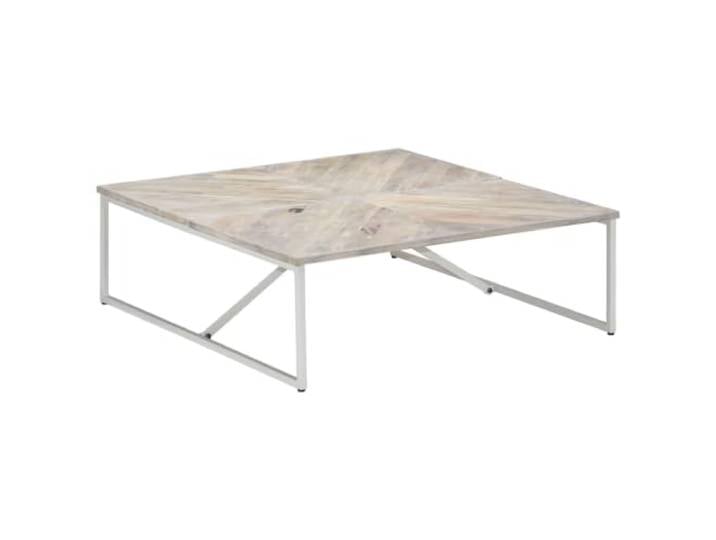 pokgdf Couchtisch 110x110x36 cm Massivholz Mango mit Eisengestell Handgefertigt, Unikat, pulverbeschichtetes Eisengestell, langlebig, Wohnzimmer