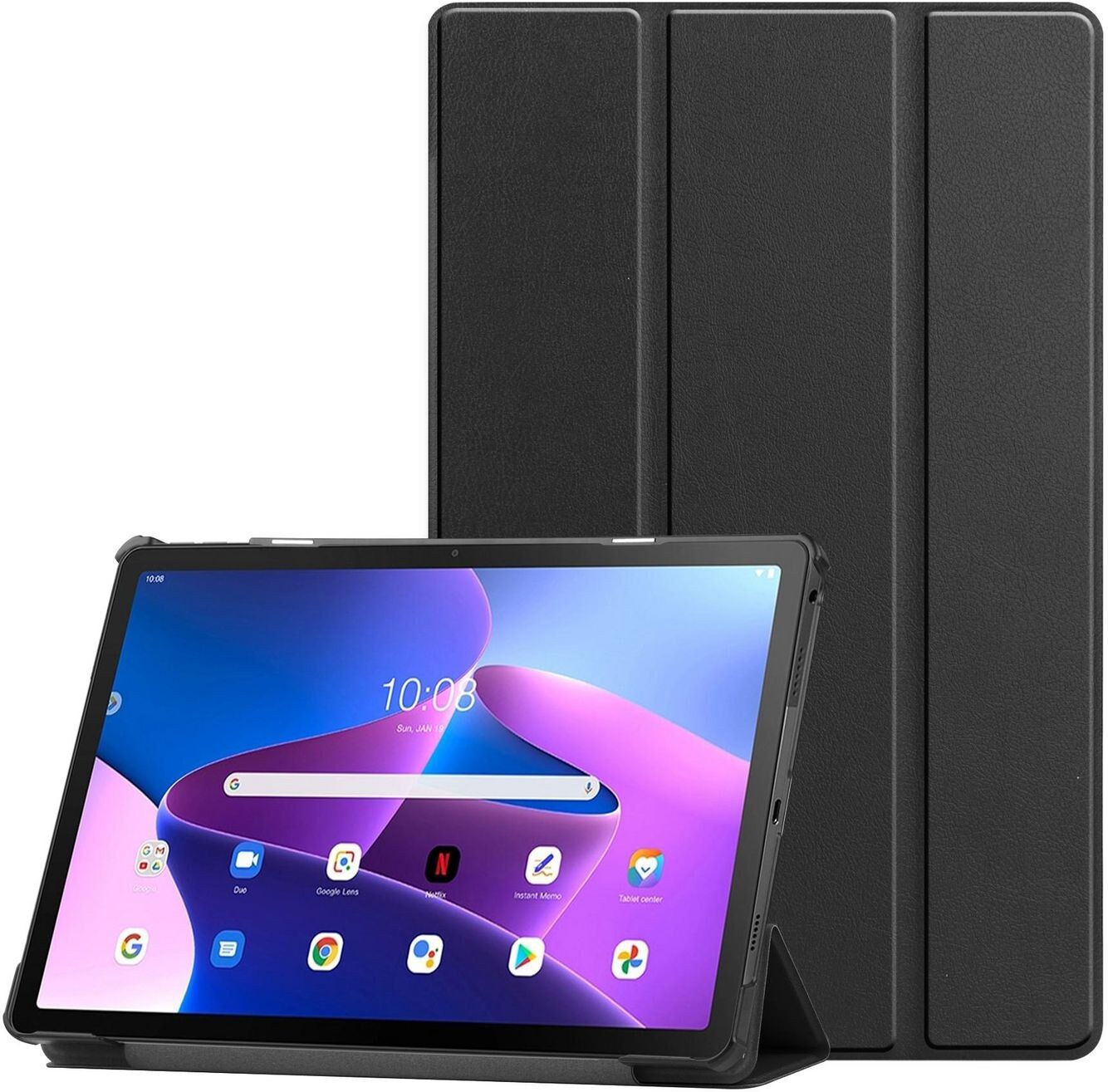 eSTUFF HOUSTON Folio Case for Lenovo Tab M10 Plus (3rd Gen) 10.6" - Black (ES685300-BULK)