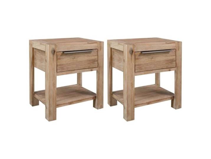 Tables de chevet - VIDAXL - Bois d'acacia - 2 tiroirs - Style campagne
