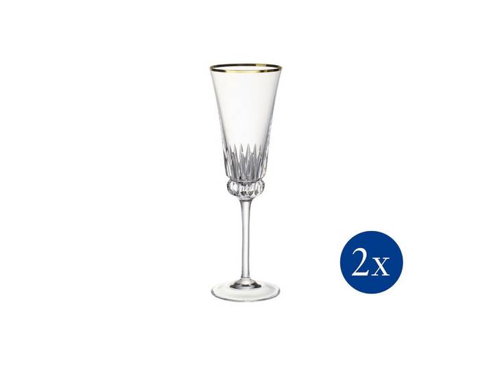 Villeroy & Boch Signature Sektglas GrandRoyal Sektkelch, 2-tlg., Glas, Kristallglas, 2 Stck, Handwäsche empfohlen