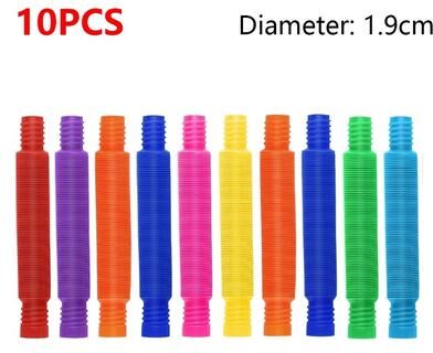 Uplifted Finds Colorful Telescopic Pop Tube Fidget Toy Set 10 Pcs 1.9 Cm