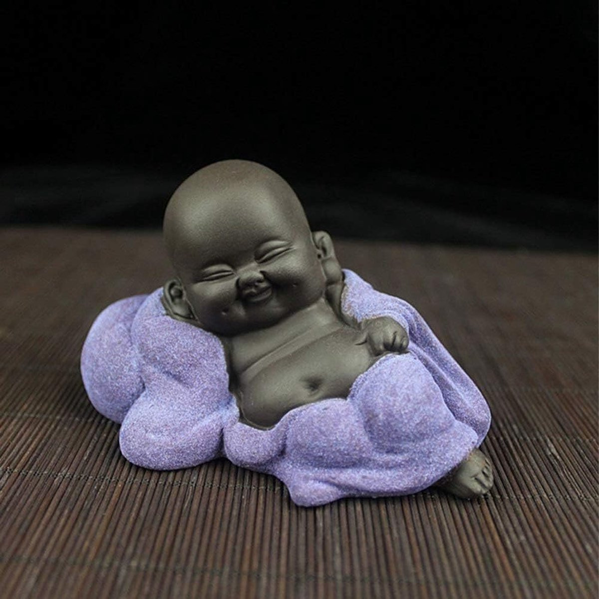 Boeddha ornament Geluksbeeldje Monnik Paars - Hoogte: 9 cm