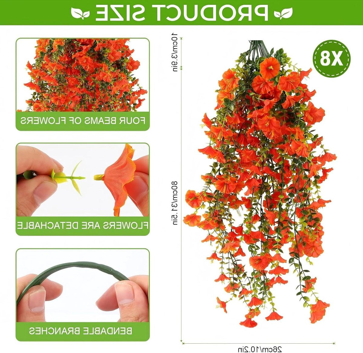 Kunstbloemen Petunia Hangplant - Oranje-rood - 80 cm