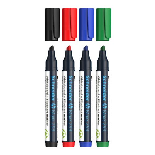 Schneider Maxx 293 Whiteboard- und Flipchart-Marker farbsortiert 2,0 - 5,0 mm, 4 St.