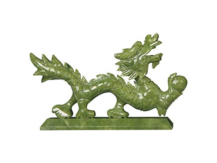 Drachen Statuen for Home Decoration Feng Shui Chinesische Natur Jade Figuren Drachen Skulpturen und Sammlerstücke Symbol für Wohlstand Glück Erfolg 28cm/440 (
