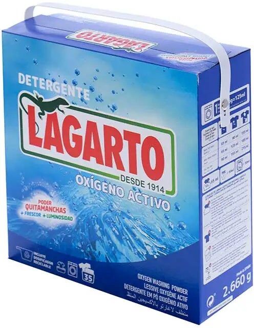 LAGARTO Detergente Lavadora Oxígeno Activo En Polvo 35 Lavados