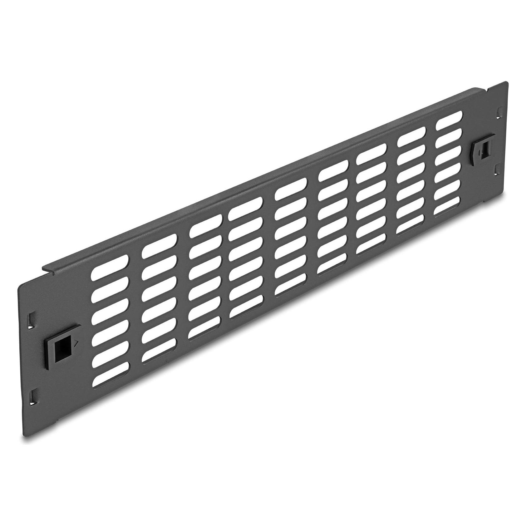 Delock 48,30cm (19") Netzwerkschrank Panel mit Lüftungsschlitzen werkzeugfrei 2 HE schwarz (66987)