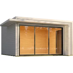 Weka Design Gartenhaus Pure Garden Amberley Inkl. Glasschiebetür 3-flüglig & Glasschiebetür 2-flüglig, 400 x 400 cm