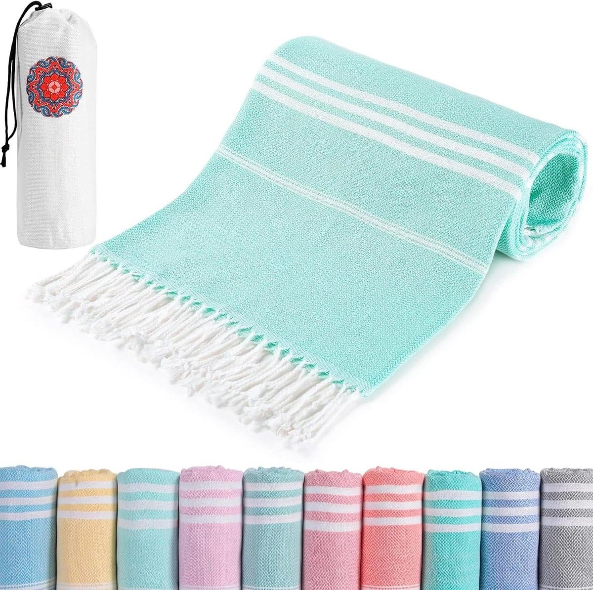 Blauw Strandlaken XXL Hamamdoek Pareo - 180 x 80 cm