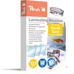 Peach Laminierfolie 54x86mm Kreditkarte | 125 mic | 100 St. | glänzend | geeignet für alle Laminiergeräte | PP525-07