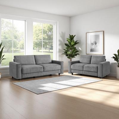 ZWYO HOSIMU Corduroy Minimalist Sectional Sofa Set with Wood Frame (4-Seat)