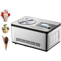 VEVOR Kompressor Eismaschine Eiscrememaschine 2 L, 180 W Frozen Joghurtbereiter Speiseeismaschine 3 Modi Joghurtmaschine Haushalt, Tragbare Eismaschine Sorbet Gelato Geräuscharm Silber Elektrisch
