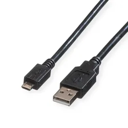 ROLINE USB 2.0 Kabel, USB A ST - Micro USB B ST, schwarz, 0,8 m