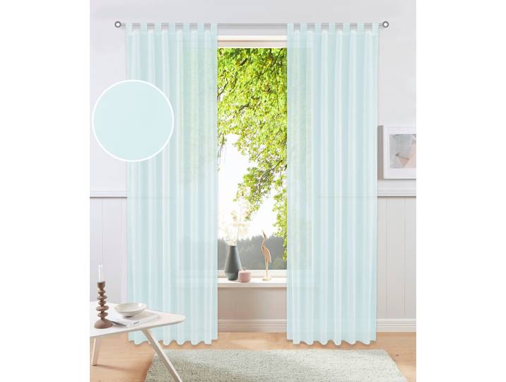 Gardine GOODPRODUCT XANA mit Schlaufen, transparent, einfarbig, Topseller Gr. 2, hellblau, B:145cm H:175cm, Voile, Polyester, Gardinen, Gardine, Bestseller, einfarbig, 1 Schal, pflegeleicht, preiswert