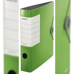 LEITZ Ordner Solid A4, 62mm Rücken, grün, 180° Ordner Präzisionsmechanik. Sichttasche am Rücken, Gummibandverschluss